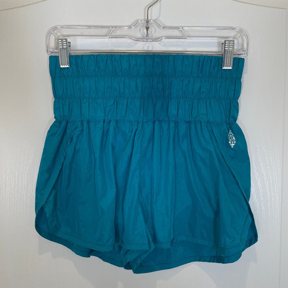 Free People Movement The Way Home Shorts Teal Turquoise Smocked Waist‎ S - Picture 3 of 7
